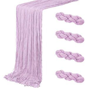 4 Pack Lavender Cheesecloth Table Runner 20 x 120 inch Gauze Table Runners